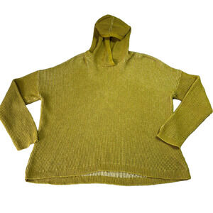 Eileen Fisher Hoodie Sweater Women's Medium Organic Cotton Silk Textured-Knit